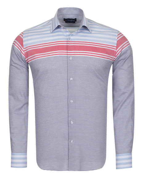 Oscar Banks - Luxury Textured Long Sleeved Mens Shirt SL 6763