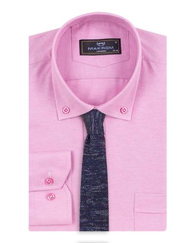 MAKROM - Luxury Textured Long Sleeved Shirt with Necktie Set SL 7123K (1)