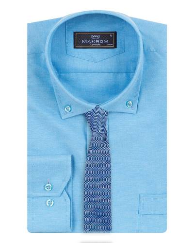 Luxury Textured Long Sleeved Shirt with Necktie Set SL 7123K