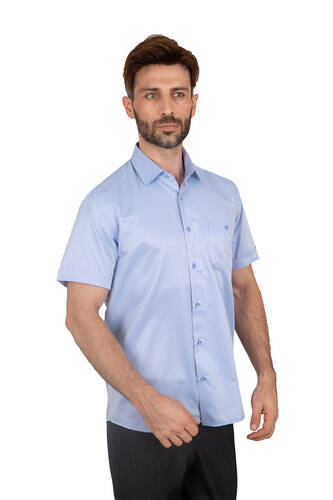 MAKROM - Luxury Textured Plain Short Sleeved Shirt SS 7025