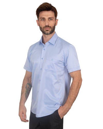 MAKROM - Luxury Textured Plain Short Sleeved Shirt SS 7025 (1)