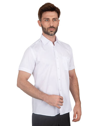 MAKROM - Luxury Textured Plain Short Sleeved Shirt SS 7025 (Thumbnail - )