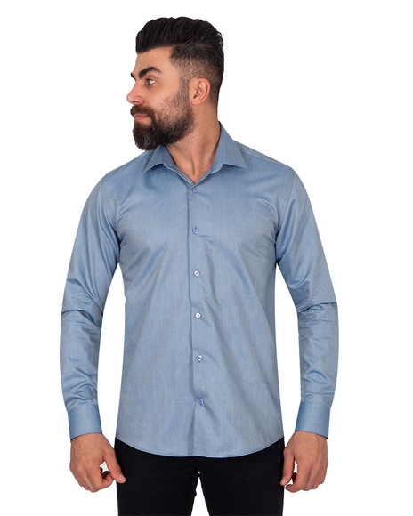 Oscar Banks - Luxury Textured Pure Cotton Mens Shirt SL 6921