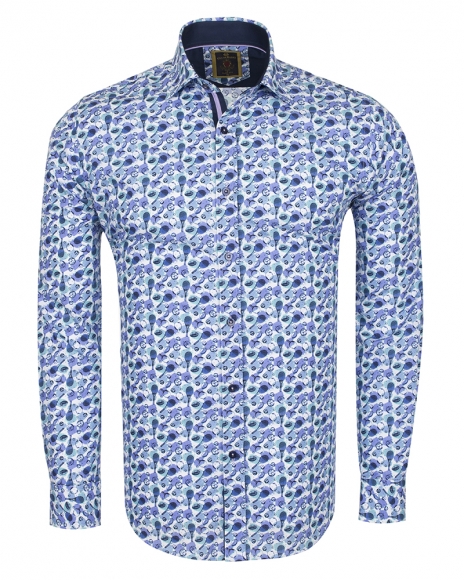 Oscar Banks - Luxury Totally Cotton Paisley Printed Long Sleeved Shirt SL 6103