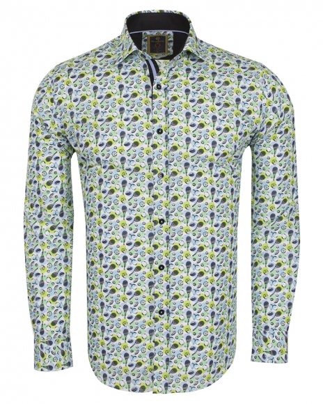 Oscar Banks - Luxury Totally Cotton Paisley Printed Long Sleeved Shirt SL 6103 (1)