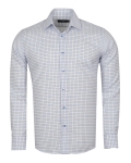 Mens White Checkhed Long Sleeved Shirt SL 7179 - Thumbnail
