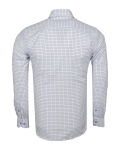 Mens White Checkhed Long Sleeved Shirt SL 7179 - Thumbnail