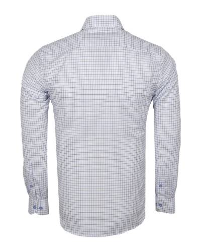 MAKROM - Mens White Checkhed Long Sleeved Shirt SL 7179 (1)