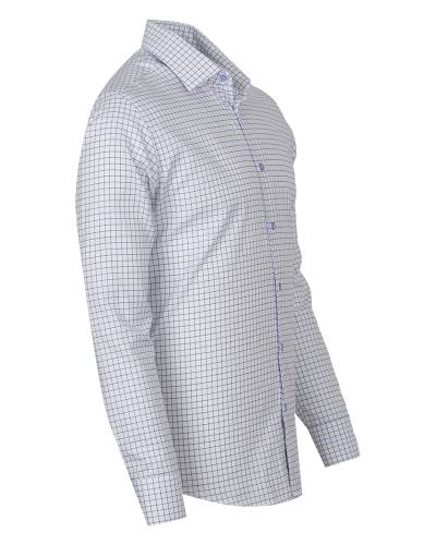 Mens White Checkhed Long Sleeved Shirt SL 7179