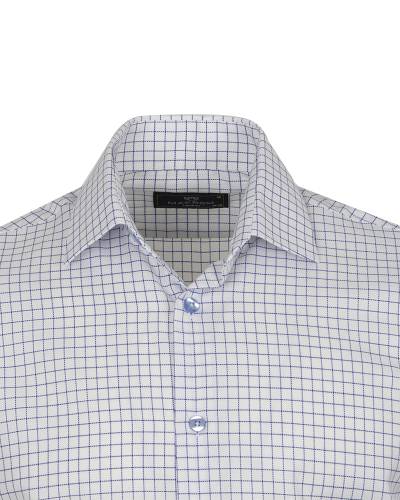 Mens White Checkhed Long Sleeved Shirt SL 7179
