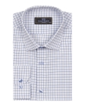Mens White Checkhed Long Sleeved Shirt SL 7179 - Thumbnail