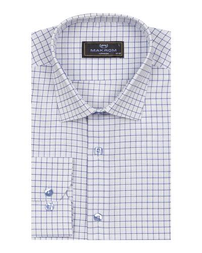 Mens White Checkhed Long Sleeved Shirt SL 7179