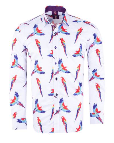 MAKROM - Parrot Printed Long Sleeved Mens Shirt SL 7218