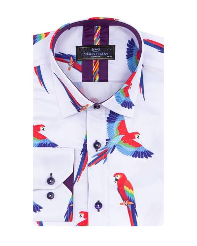 MAKROM - Parrot Printed Long Sleeved Mens Shirt SL 7218 (1)