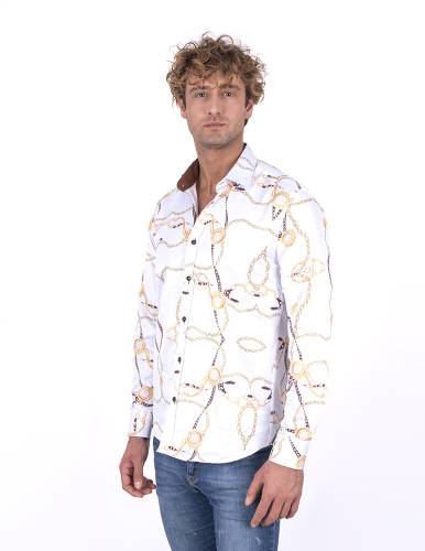Printed Long Sleeved Mens Shirt SL 7211