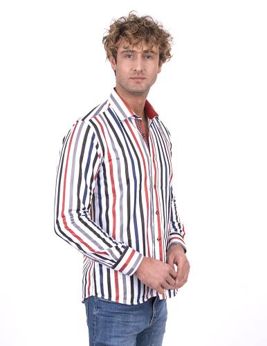 Printed Long Sleeved Mens Shirt SL 7222