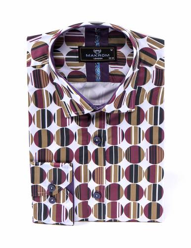 MAKROM - Printed Long Sleeved Mens Shirt SL 7229 (Thumbnail - )