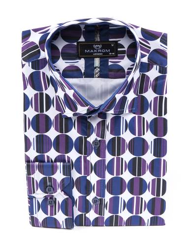 MAKROM - Printed Long Sleeved Mens Shirt SL 7229 (Thumbnail - )