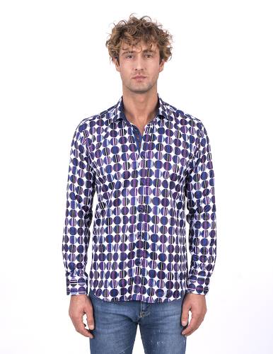 Printed Long Sleeved Mens Shirt SL 7229