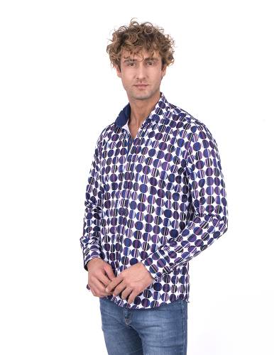 Printed Long Sleeved Mens Shirt SL 7229