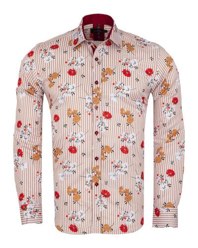 MAKROM - Printed Long Sleeved Mens Shirt SL 7357 (Thumbnail - )