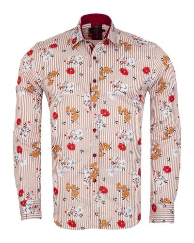 MAKROM - Printed Long Sleeved Mens Shirt SL 7357