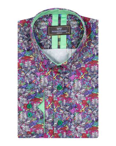 Printed Long Sleeved Mens Shirt SL 7368