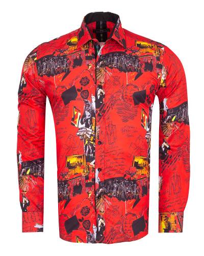 MAKROM - Printed Long Sleeved Mens Shirt SL 7373
