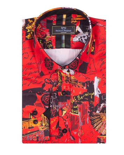 MAKROM - Printed Long Sleeved Mens Shirt SL 7373 (1)