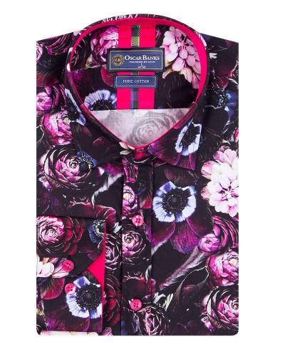 Oscar Banks - Printed Long Sleeved Mens Shirt SL 7442