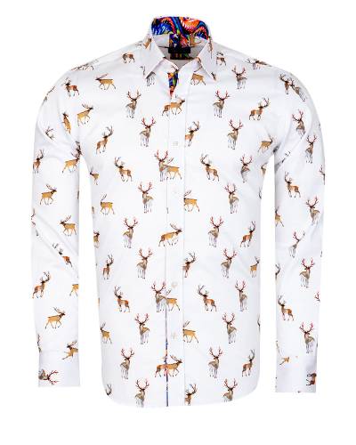 Oscar Banks - Printed Long Sleeved Mens Shirt SL 7450 (Thumbnail - )