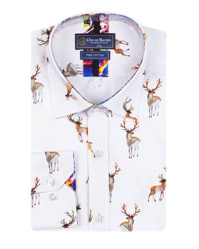 Printed Long Sleeved Mens Shirt SL 7450