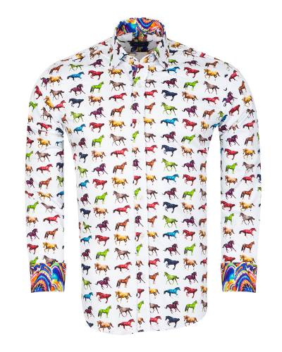 Printed Long Sleeved Mens Shirt SL 7455