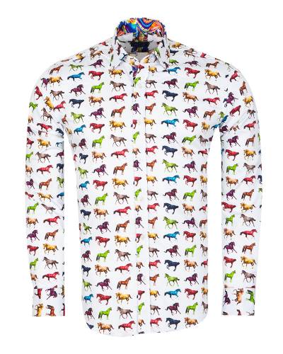 Printed Long Sleeved Mens Shirt SL 7455