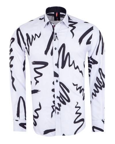 MAKROM - Printed Long Sleeved Mens Shirt SL 7493