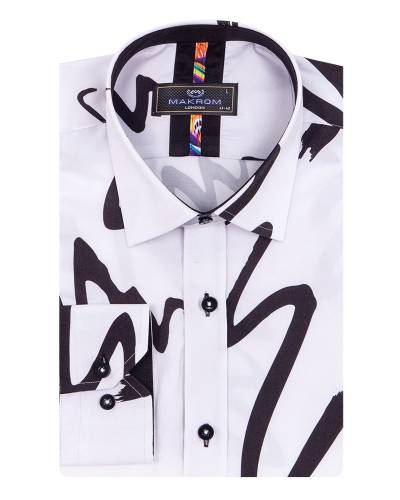 MAKROM - Printed Long Sleeved Mens Shirt SL 7493 (1)