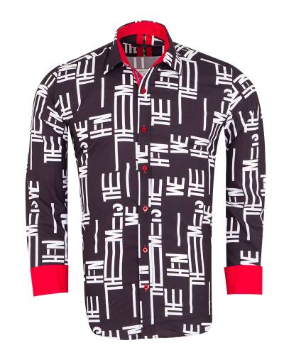 MAKROM - Printed Long Sleeved Mens Shirt SL 7505 (Thumbnail - )