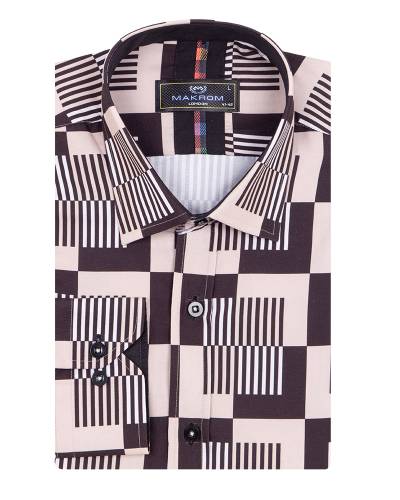 Printed Long Sleeved Mens Shirt SL 7506