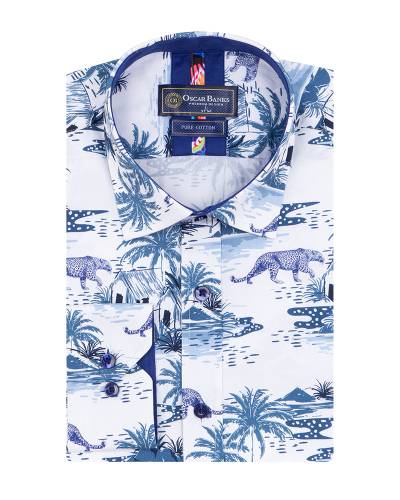 Oscar Banks - Printed Long Sleeved Mens Shirt SL 7570