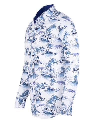 Printed Long Sleeved Mens Shirt SL 7570