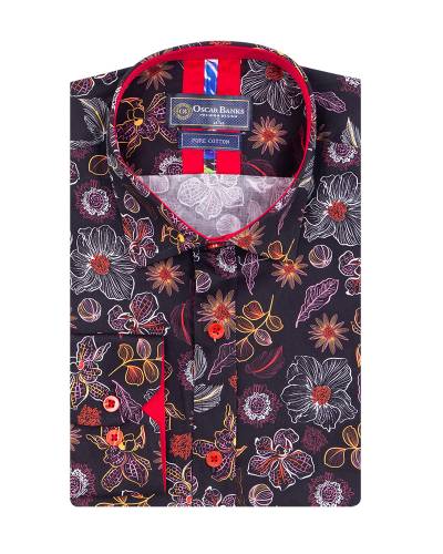Oscar Banks - Printed Long Sleeved Mens Shirt SL 7578