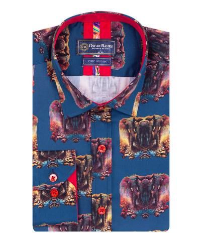 Oscar Banks - Printed Long Sleeved Mens Shirt SL 7579