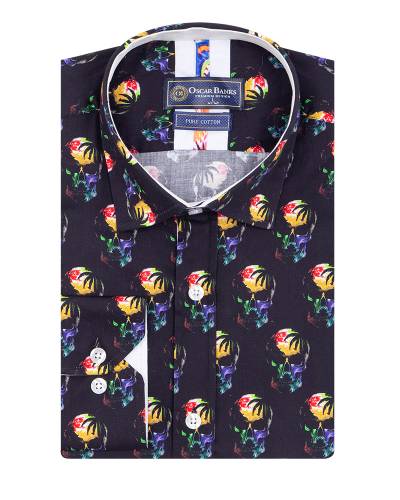 Oscar Banks - Printed Long Sleeved Mens Shirt SL 7586
