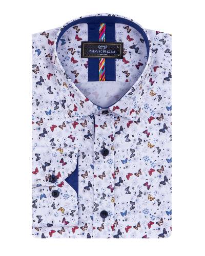 Printed Long Sleeved Mens Shirt SL 7588