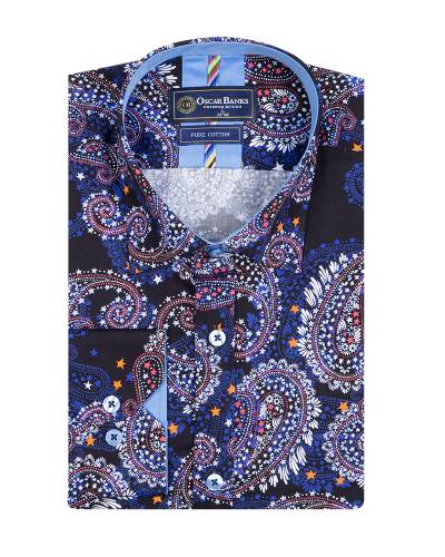 Oscar Banks - Printed Long Sleeved Mens Shirt SL 7654 (1)