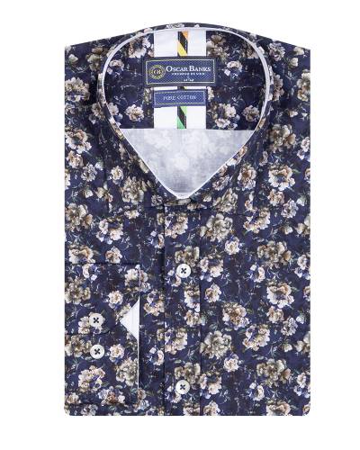 Printed Long Sleeved Mens Shirt SL 7703