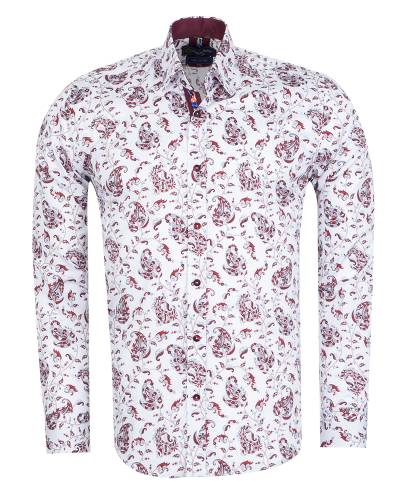 Oscar Banks - Printed Long Sleeved Mens Shirt SL 7710 (Thumbnail - )