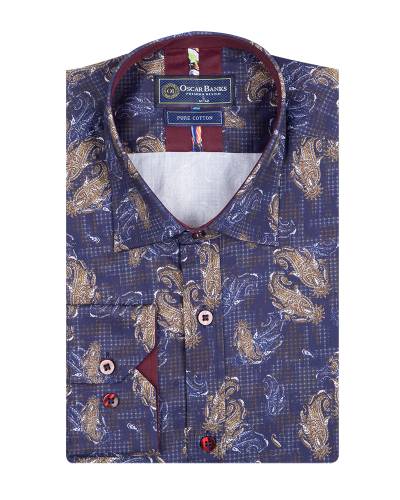 Oscar Banks - Printed Long Sleeved Mens Shirt SL 7713 (1)