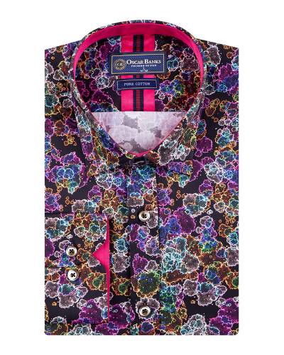 Oscar Banks - Printed Long Sleeved Mens Shirt SL 7837