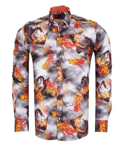 Oscar Banks - Printed Long Sleeved Mens Shirt SL 7839